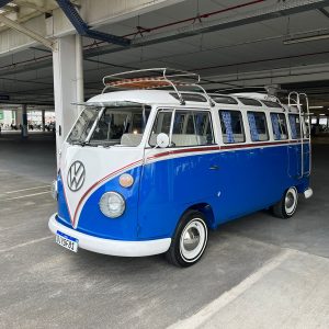 1971 VW Bus 23 Windows restored — exterior front view — Buses'n Bugs classic VW dealer Houston TX