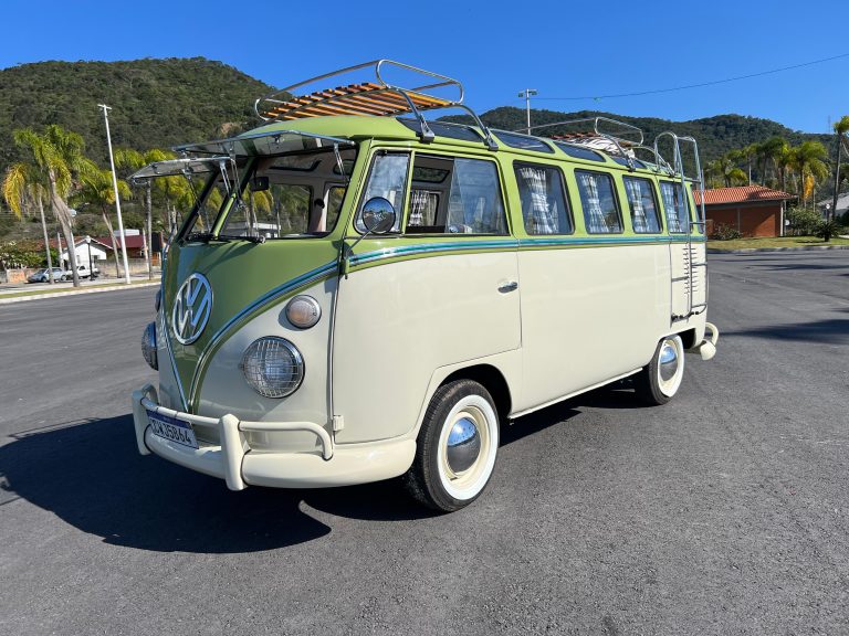 1974 VW Bus 23 Windows restored — exterior front view — Buses'n Bugs classic VW dealer Houston TX