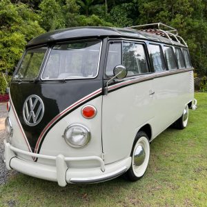 1974 VW Bus 23 Windows restored — exterior front view — Buses'n Bugs classic VW dealer Houston TX